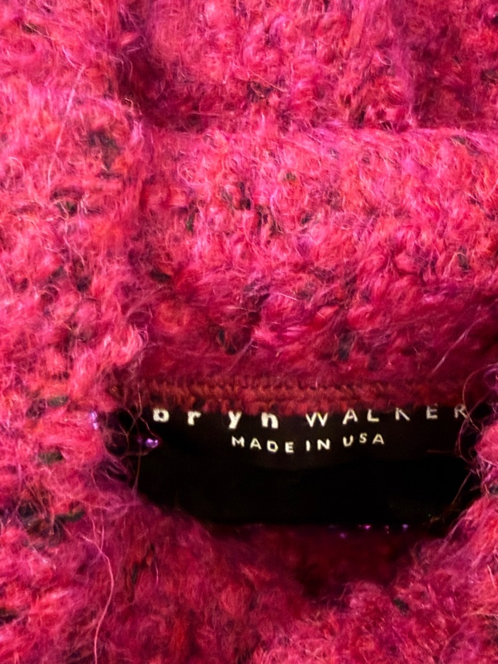 Bryn Walker Cozy Womens Boucle Knit Funnel Neck Cropped Sweater - Berry - Picture 3 of 4